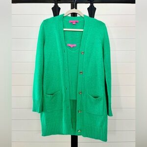 Lilly Pulitzer Botanical Green Leonette Sweater Set - Small - Cozy Preppy Spring